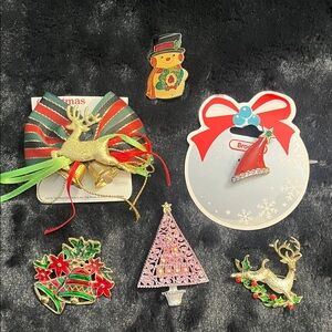 Festive Holiday Brooch Set